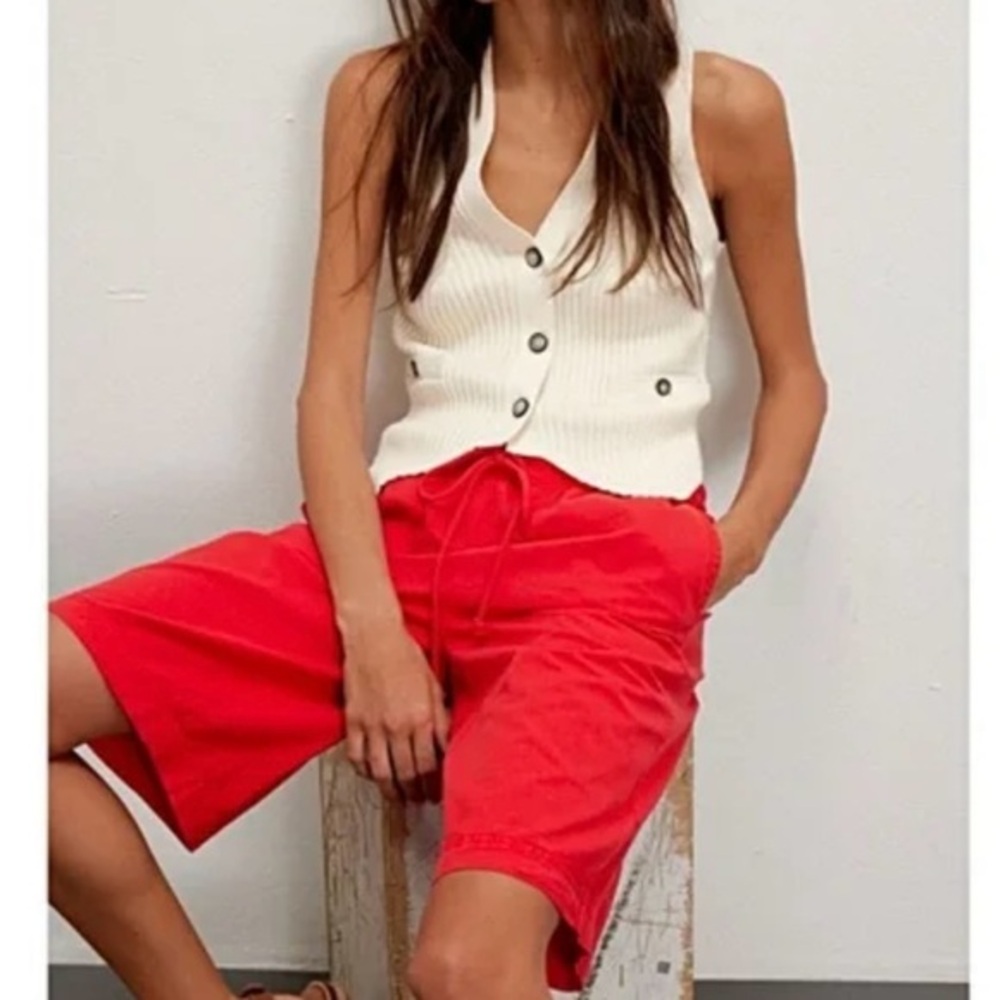 Free People Saylor Poplin Pull-on Shorts Vibrant Red Women's Bermudas